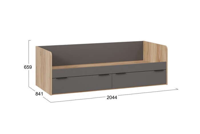 Кровать «Порто» 800 - ТД-393.12.01 Яблоня Беллуно, Графит софт