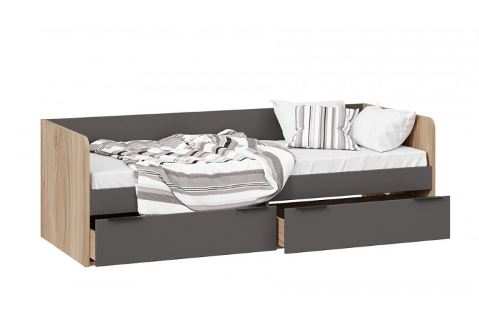 Кровать «Порто» 800 - ТД-393.12.01 Яблоня Беллуно, Графит софт