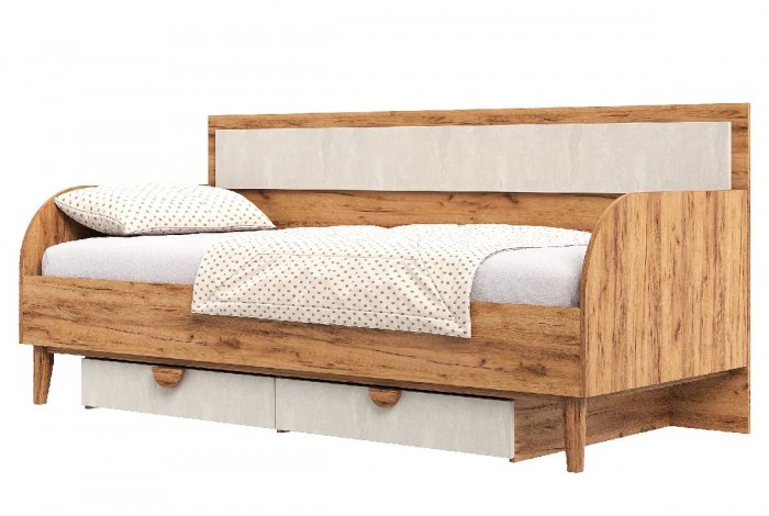 Кровать Сиена с ящиками Дуб Крафт Золотой - Шелковый камень