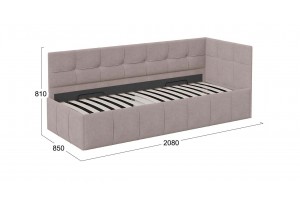 Кровать с мягкой обивкой с ПМ «Грей» 800 Тип 1 (с подъемным механизмом) Велюр Galaxy серый