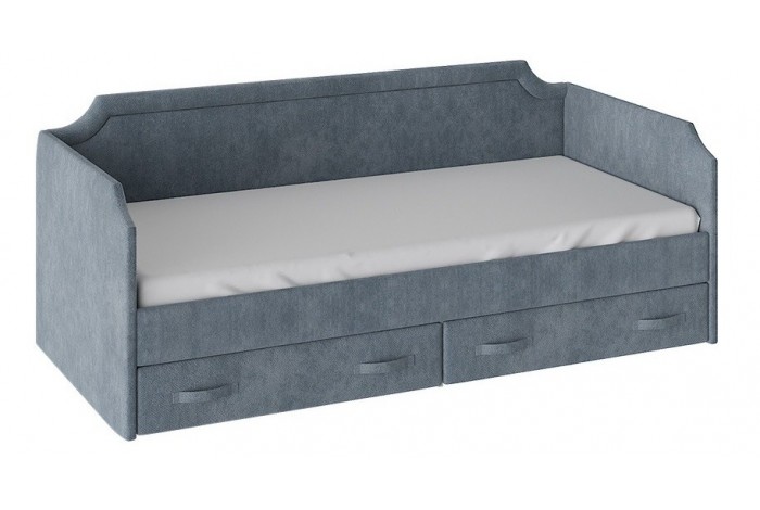 Кровать с мягкой обивкой и ящиками «Кантри» 900 Тип 1- ТД-308.12.02 Замша синяя