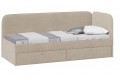 Кровать с мягкой обивкой и ящиками «Молли» 900 Тип 1 Микровелюр Scandi Cream 03