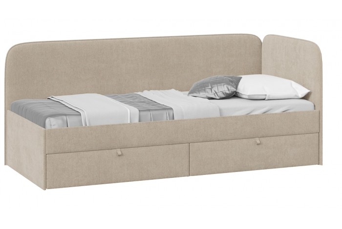 Кровать с мягкой обивкой и ящиками «Молли» 900 Тип 1 Микровелюр Scandi Cream 03