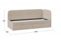 Кровать с мягкой обивкой и ящиками «Молли» 900 Тип 1 Микровелюр Scandi Cream 03