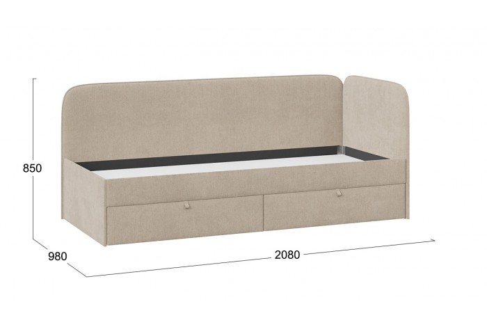 Кровать с мягкой обивкой и ящиками «Молли» 900 Тип 1 Микровелюр Scandi Cream 03