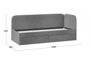 Кровать с мягкой обивкой и ящиками Молли 900 Тип 1 Микровелюр Scandi Graphite 22