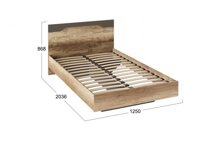 Кровать без ПМ «Пилигрим» 1200 (без подъемного механизма) - ТД-276.00.01 Дуб Каньон светлый, Фон серый