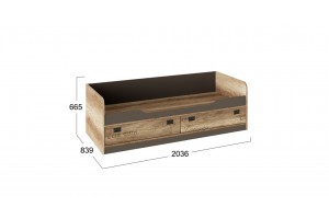 Кровать с ящиками Пилигрим 800 Дуб Каньон светлый, Фон серый