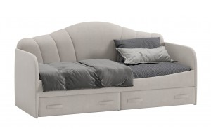 Кровать с мягкой обивкой и ящиками Сабрина 900 Тип 1 Велюр Мокко светлый