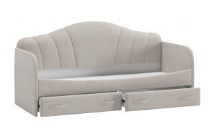 Кровать с мягкой обивкой и ящиками Сабрина 900 Тип 1 Велюр Мокко светлый