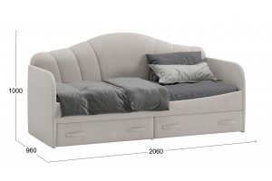 Кровать с мягкой обивкой и ящиками Сабрина 900 Тип 1 Велюр Мокко светлый