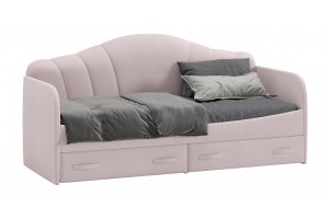 Кровать с мягкой обивкой и ящиками Сабрина 900 Тип 1 Велюр Пудровый