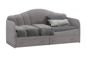 Кровать с мягкой обивкой и ящиками Сабрина 900 Тип 1 Велюр Светло-серый