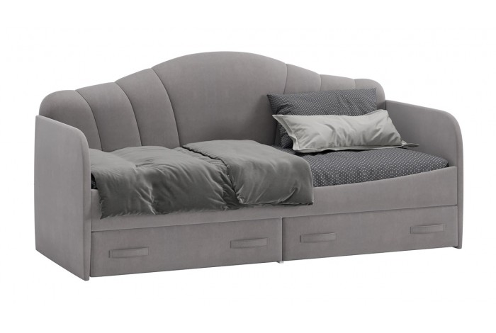Кровать с мягкой спинкой и ящиками «Сабрина» 900 - ТД-307.12.02 Велюр Светло-серый