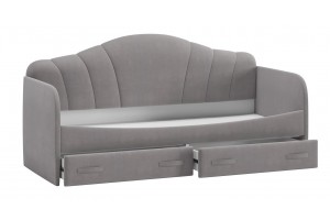 Кровать с мягкой обивкой и ящиками Сабрина 900 Тип 1 Велюр Светло-серый