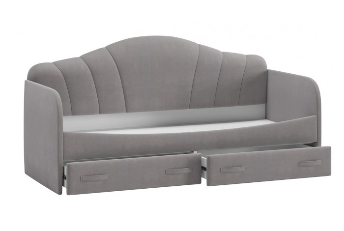 Кровать с мягкой спинкой и ящиками «Сабрина» 900 - ТД-307.12.02 Велюр Светло-серый