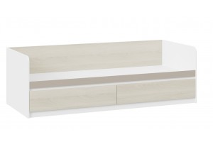 Кровать с ящиками Сканди 800 Дуб Гарден, Белая, Глиняный серый