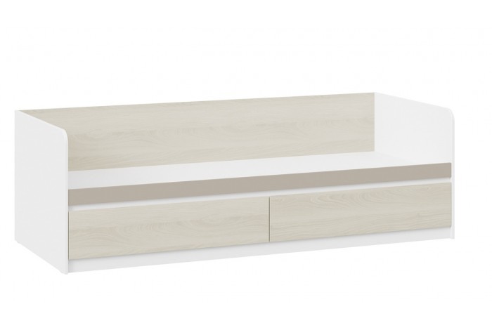 Кровать с ящиками «Сканди» 800 - СМ-386.12.002 Дуб Гарден, Белая, Глиняный серый