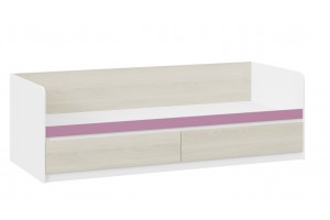 Кровать с ящиками Сканди 800 Дуб Гарден, Белая, Лиловый
