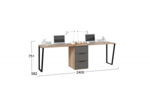 Комплект столов письменных с 1 тумбой универсальной Порто Яблоня Беллуно, Графит софт