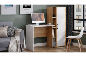 Стол письменный Бейли Дуб Крафт золотой, Белый Ясень