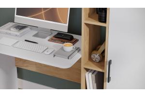 Стол письменный Бейли Дуб Крафт золотой, Белый Ясень