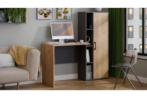 Стол письменный Бейли Графит Серый, Дуб Крафт золотой