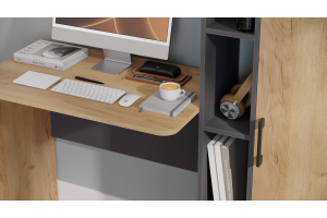 Стол письменный Бейли Графит Серый, Дуб Крафт золотой