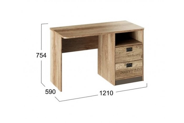 Стол с ящиками «Пилигрим» - ТД-276.15.02 Дуб Каньон светлый, Фон серый