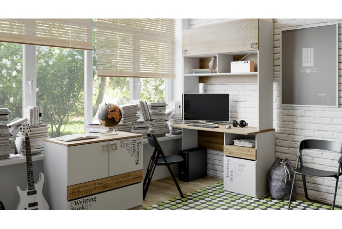 Набор детской мебели «Оксфорд» №4 - ГН-139.004 Ривьера, Белый с рисунком