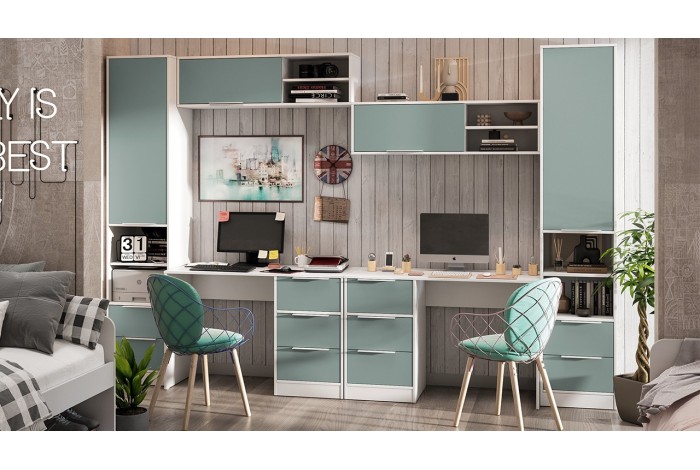 Набор детской мебели «Марли» №1 Белый, Серо-голубой