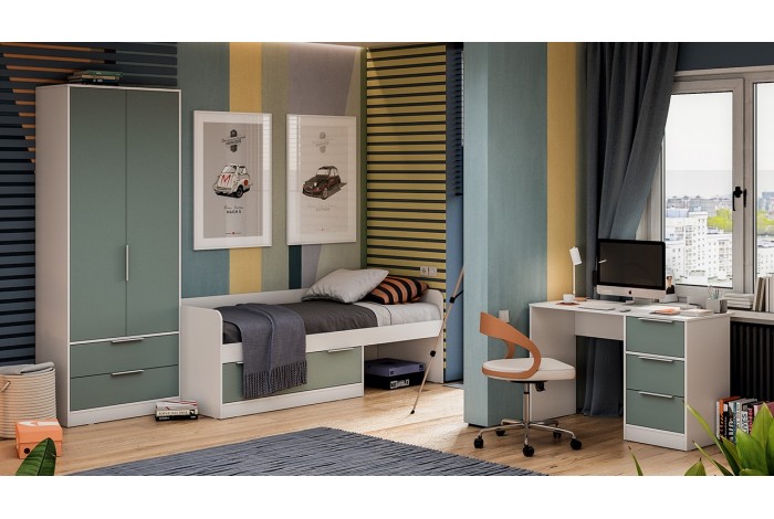 Набор детской мебели «Марли» стандартный Белый, Серо-голубой