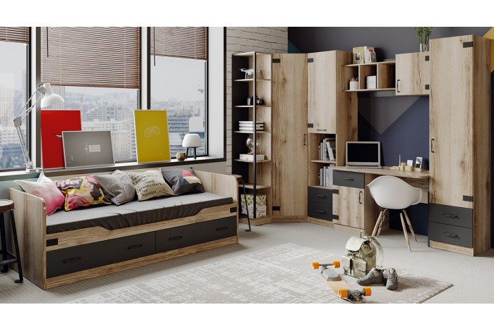 Набор детской мебели «Окланд» №2 - ГН 324.002 Фон черный, Дуб Делано