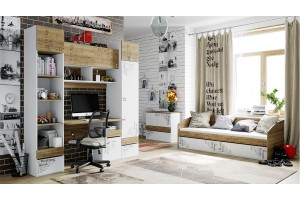 Набор детской мебели Оксфорд №3 Ривьера, Белый с рисунком