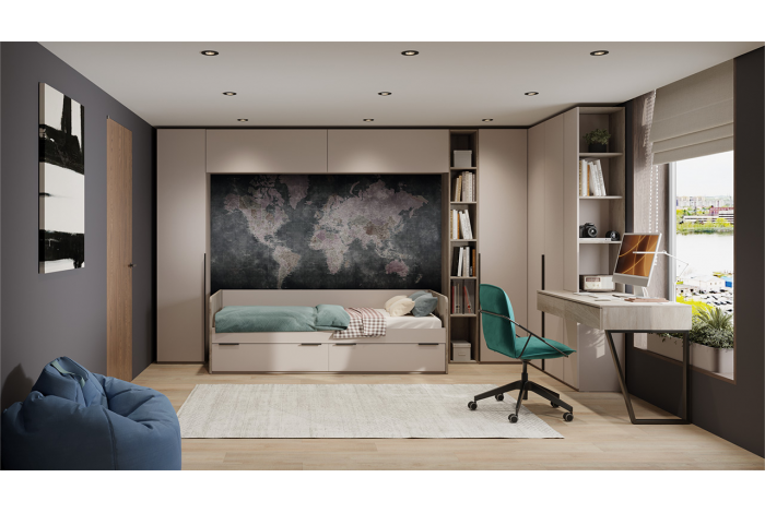 Набор детской мебели «Порто» №2 - ГН-393.102 Кашемир матовый, Баттл Рок, Кашемир сатин