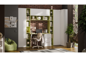 Набор детской мебели Порто №10 Белый жемчуг, Океан Зеленый, Белый софт