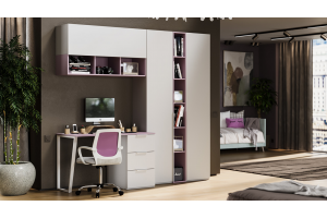 Набор детской мебели Порто №9 Белый жемчуг, Виола, Белый софт