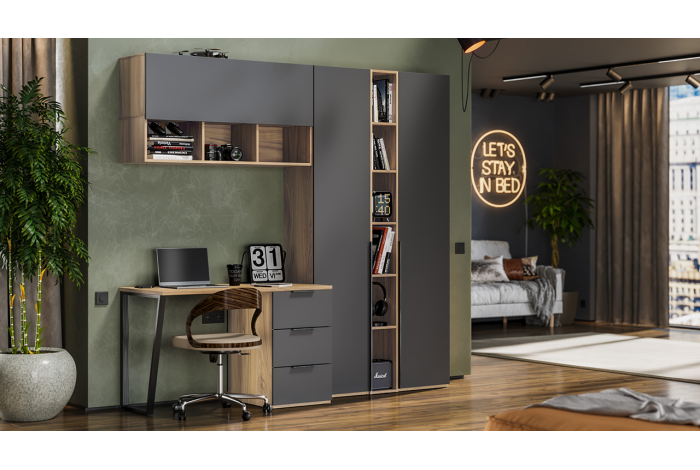 Набор детской мебели «Порто» №9 - ГН-393.109 Яблоня Беллуно, Графит софт