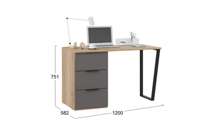 Набор детской мебели «Порто» №9 - ГН-393.109 Яблоня Беллуно, Графит софт