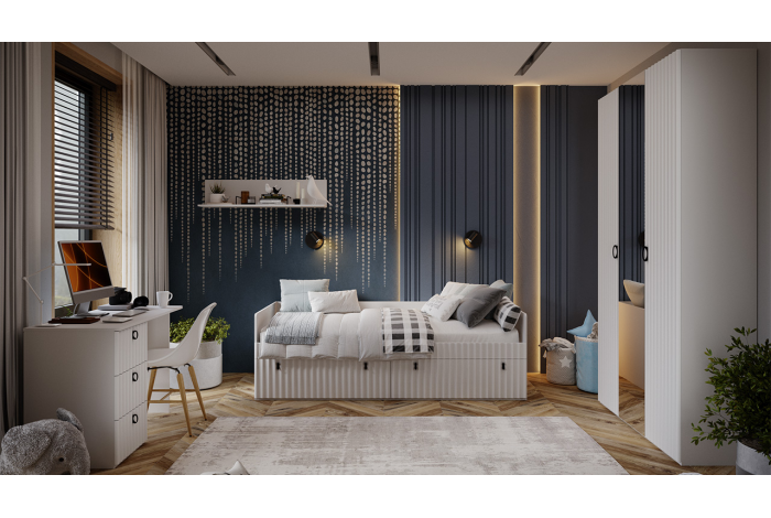 Набор детской мебели «Тиффани» стандартный Белый снег, Белый софт