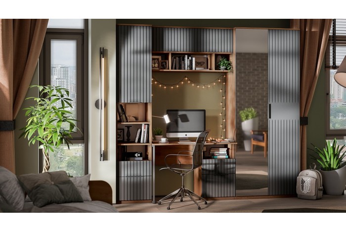 Набор детской мебели «Хилтон» №2 Дуб Крафт золотой, Графит матовый