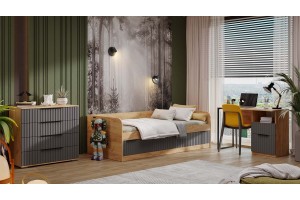 Набор детской мебели Хилтон стандартный №1 Дуб Крафт золотой, Графит матовый