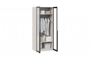 Шкаф для одежды Порто (366) с 2 дверями со стеклом Кашемир матовый, Графит, Стекло сатин черное