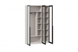 Шкаф для одежды Порто (580) с 3 стеклянными дверями Кашемир матовый, Графит, Стекло сатин черное