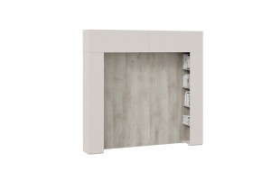 Шкаф навесной Порто (366) со стеллажами и декоративными панелями Кашемир матовый, Баттл Рок, Кашемир сатин