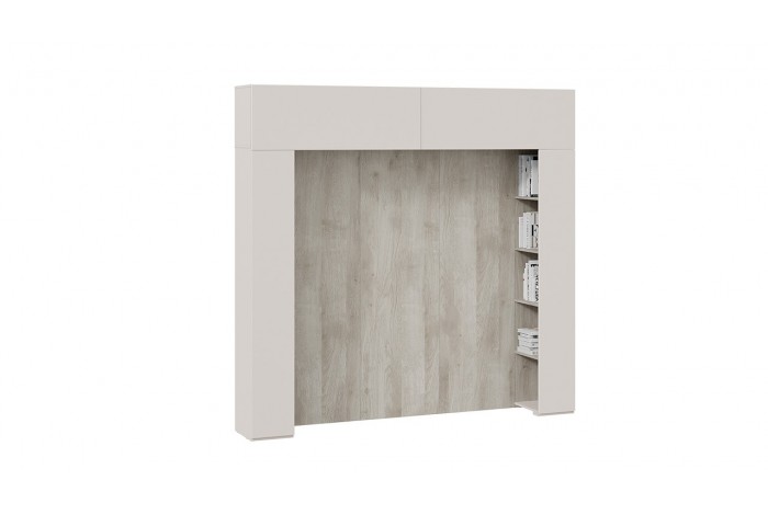 Шкаф навесной Порто (366) со стеллажами и декоративными панелями - СМ-393.21.022-23 Кашемир матовый, Баттл Рок, Кашемир сатин