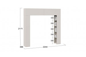 Шкаф навесной Порто (366) со стеллажами Кашемир матовый, Баттл Рок, Кашемир сатин