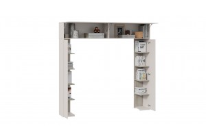 Шкаф навесной Порто (366) со стеллажами Кашемир матовый, Баттл Рок, Кашемир сатин