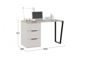 Стол письменный с тумбой универсальной Порто Кашемир матовый, Баттл Рок, Кашемир сатин