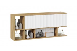 Шкаф настенный с двумя полками Хилтон (1350) Дуб Крафт золотой, Белый матовый